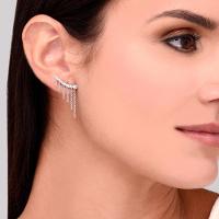 Brinco Franjas Corrente com Topázio In em Prata 925 - 2