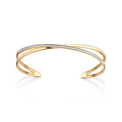 Pulseira Entrelaçada com Diamantes em Ouro Amarelo 18k