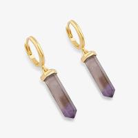 Argola Com Ametista Em Prata 925 Com Banho De Ouro Amarelo 18k - 3