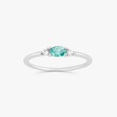 Anel com Zircônia Verde em Prata 925