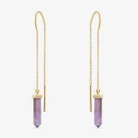 Brinco Com Ametista Em Prata 925 Com Banho De Ouro Amarelo 18k - 3