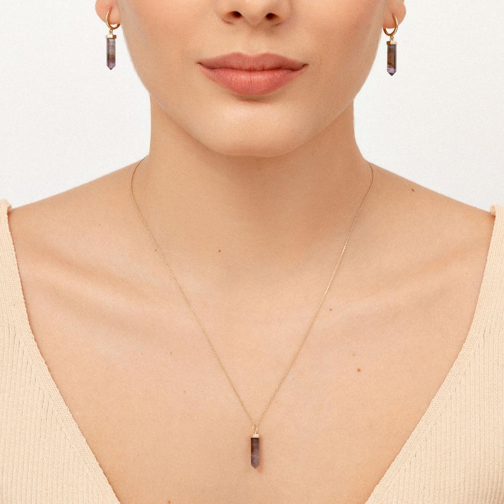 Colar com Ametista em Prata 925 com Banho de Ouro Amarelo 18k - 2