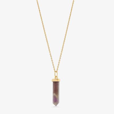 Colar com Ametista em Prata 925 com Banho de Ouro Amarelo 18k