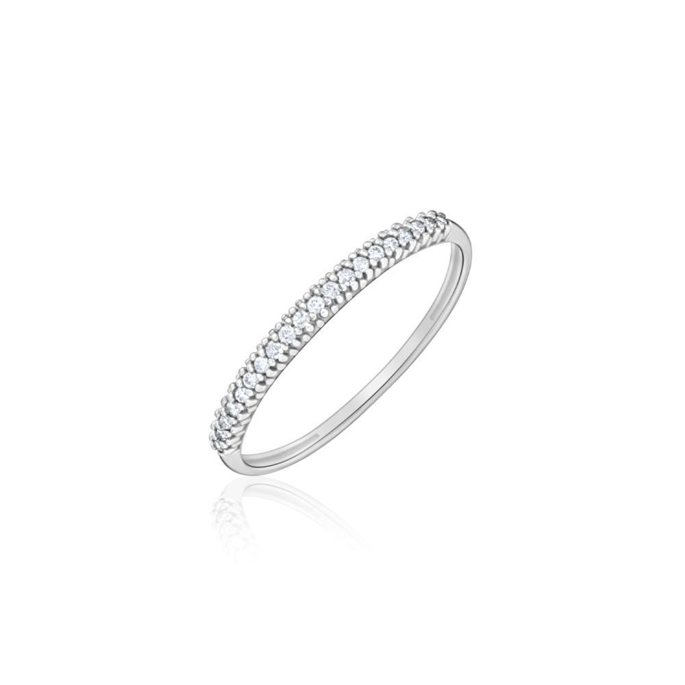 Anel Meia Aliança com 10 Pontos de Diamantes em Ouro Branco 18k - 2