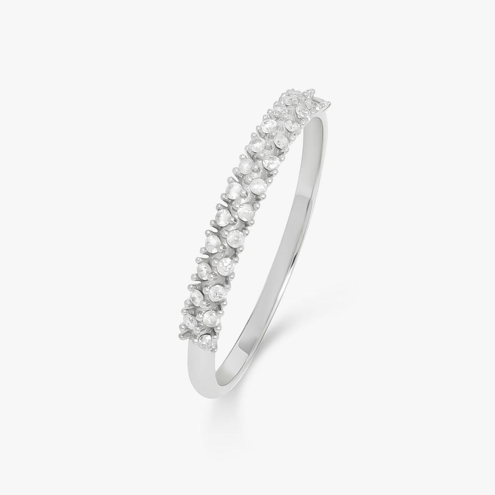 Anel Meia Aliança com 12 Pontos de Diamantes em Ouro Branco 18k - 2