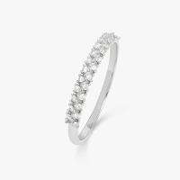 Anel Meia Aliança com 12 Pontos de Diamantes em Ouro Branco 18k - 2