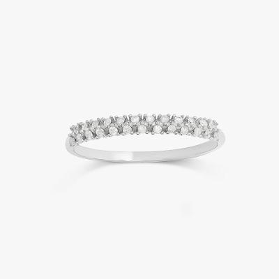 Anel Meia Aliança com 12 Pontos de Diamantes em Ouro Branco 18k
