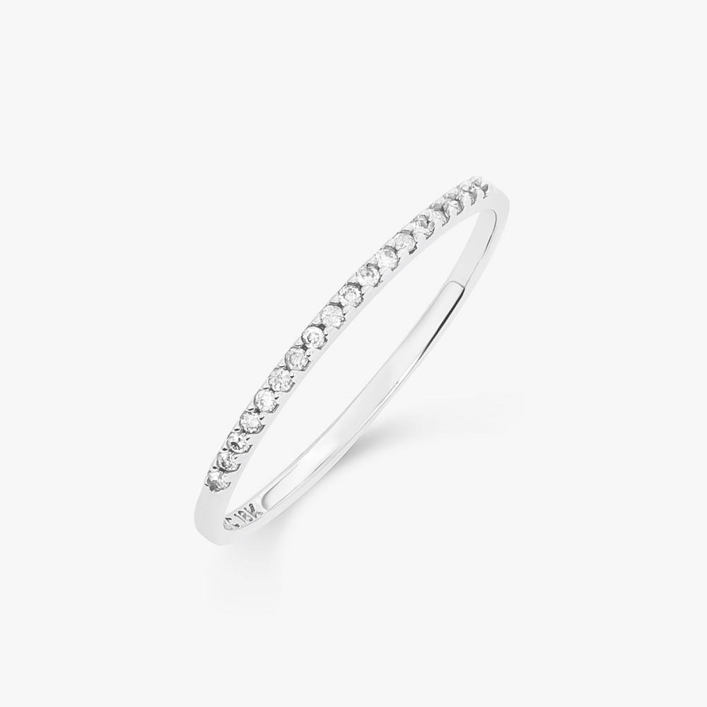 Anel Meia Aliança com 9 Pontos de Diamantes em Ouro Branco 18k - 4