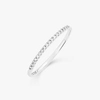 Anel Meia Aliança com 9 Pontos de Diamantes em Ouro Branco 18k - 4