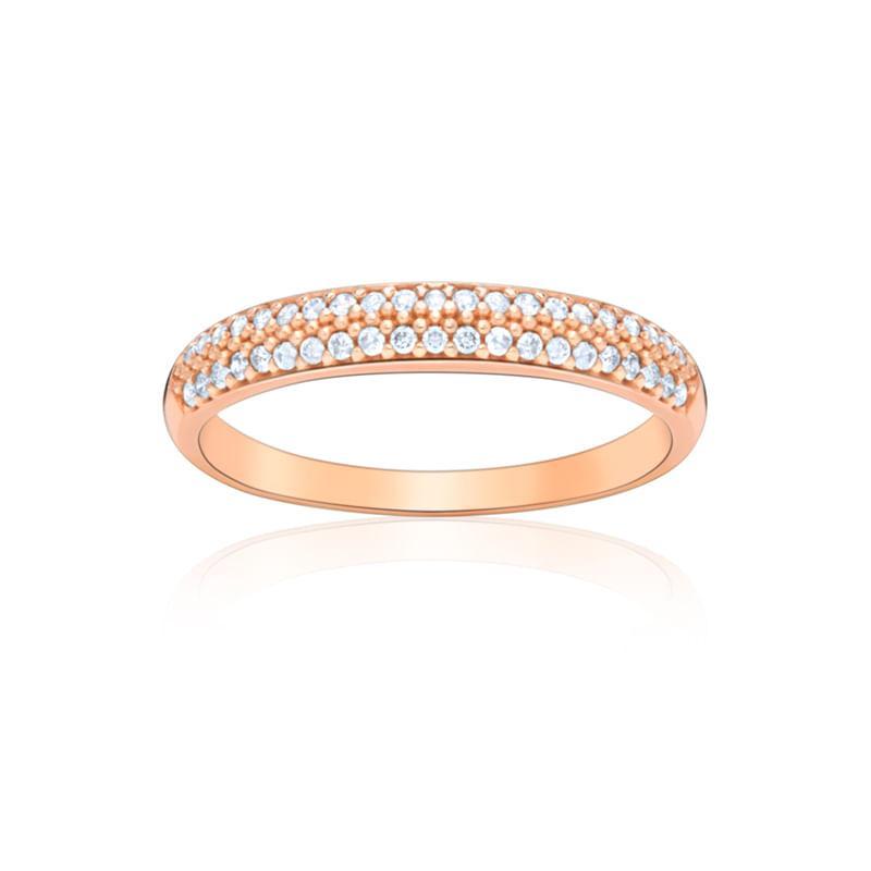 Anel Meia Aliança com 21 Pontos de Diamantes em Ouro Rose 18k - 1