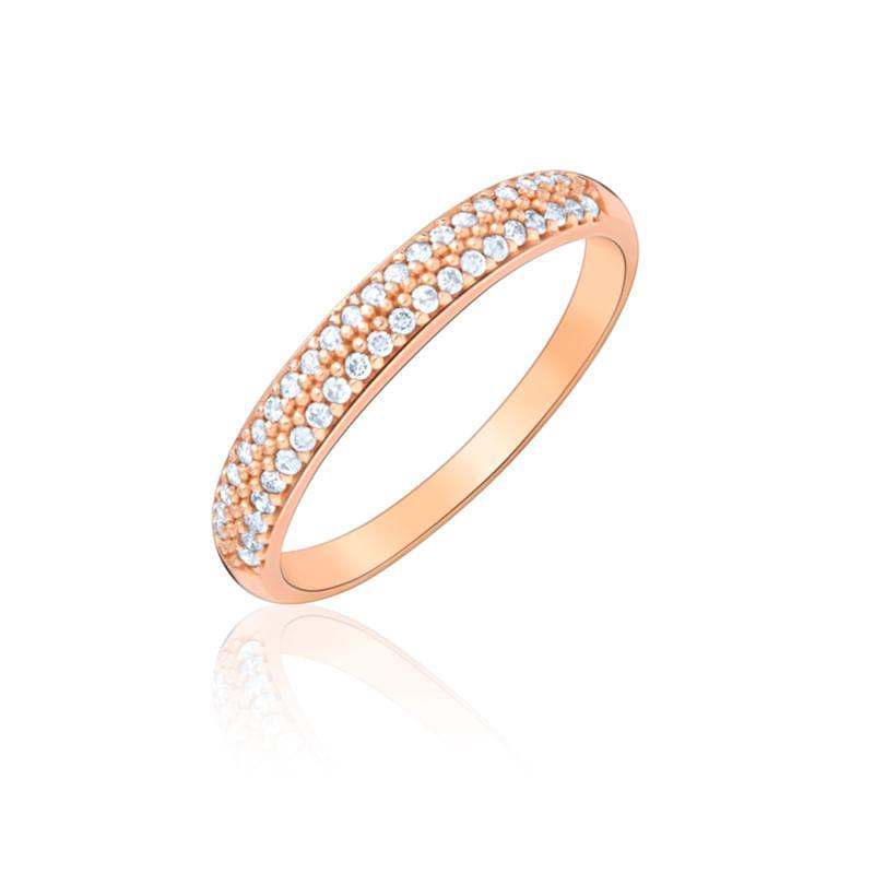 Anel Meia Aliança com 21 Pontos de Diamantes em Ouro Rose 18k - 2