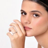 Aliança Inteira com 36 Pontos de Diamantes em Ouro Branco 18k - 9