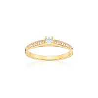 Anel Solitário com 18 Pontos de Diamantes em Ouro Amarelo 18k - 1