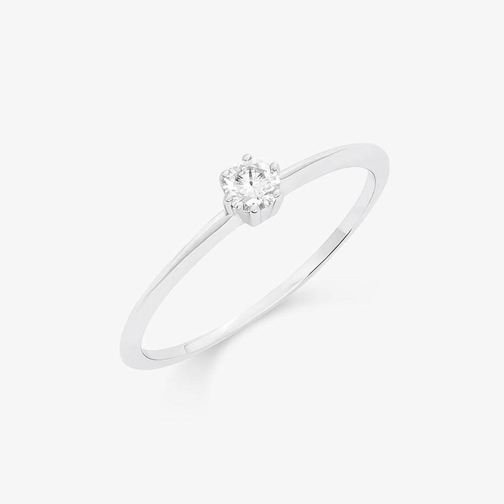 Anel Solitário com 15 Pontos de Diamantes em Ouro Branco 18k - 3