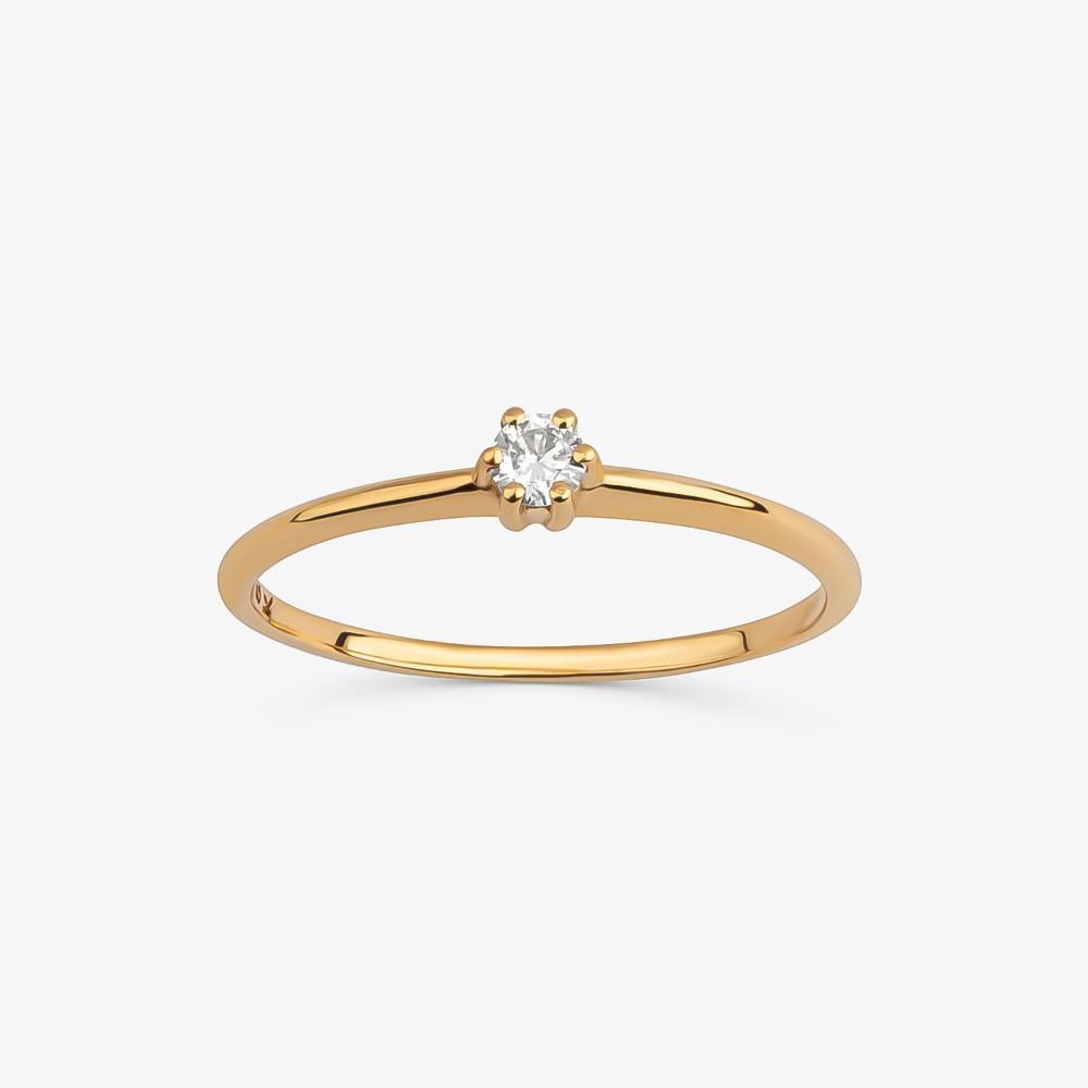 Anel Solitário com 10 Pontos de Diamantes em Ouro Amarelo 18k - 7