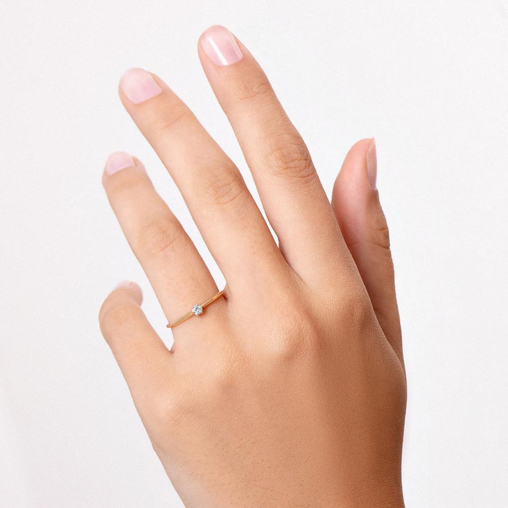 Anel Solitário com 10 Pontos de Diamantes em Ouro Amarelo 18k - 8