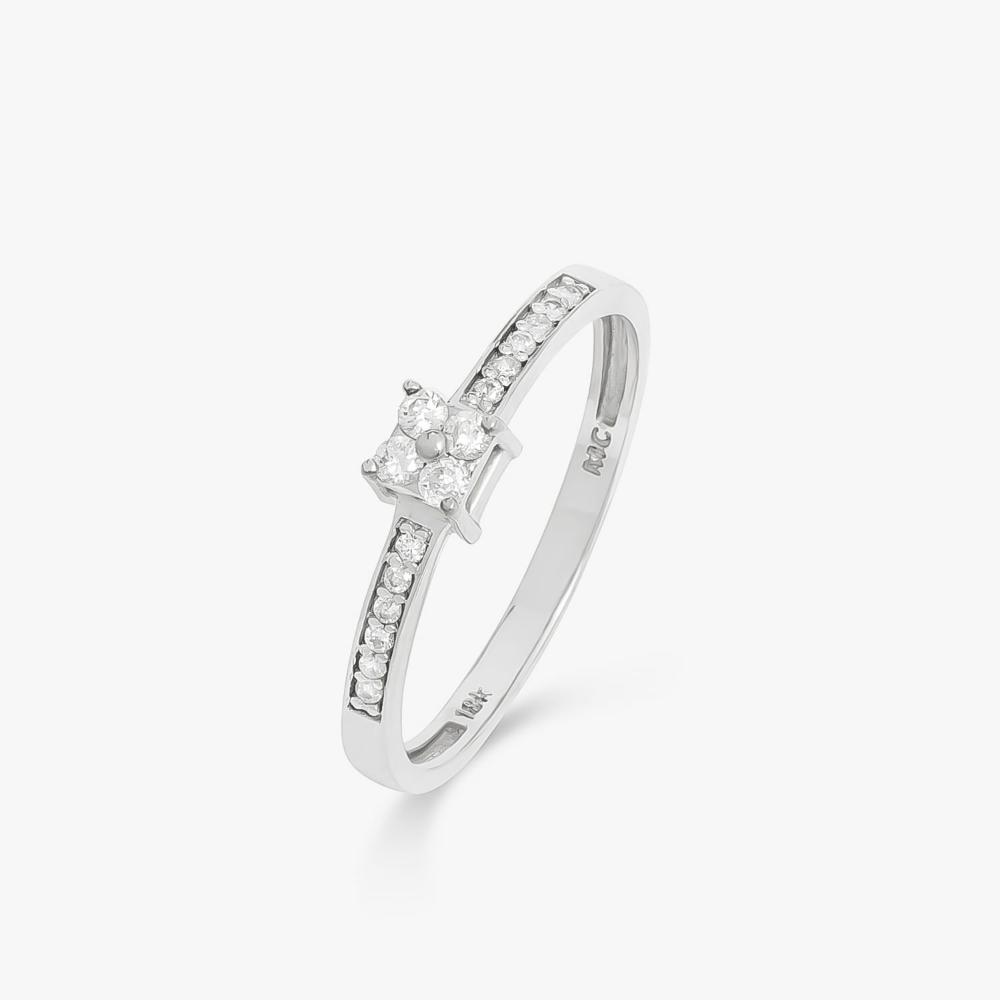 Anel Solitário com 14 Pontos de Diamantes em Ouro Branco 18k - 4