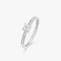 Anel Solitário com 14 Pontos de Diamantes em Ouro Branco 18k - 4