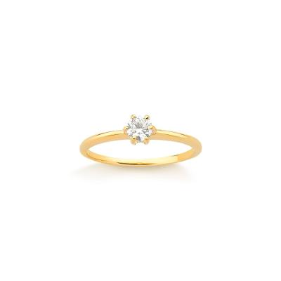Anel Solitário com 20 Pontos de Diamantes em Ouro Amarelo 18k