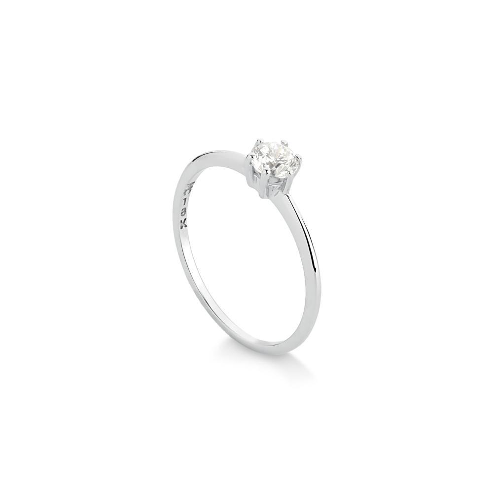 Anel Solitário com 30 Pontos de Diamantes em Ouro Branco 18k - 2