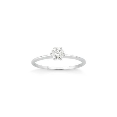 Anel Solitário com 30 Pontos de Diamantes em Ouro Branco 18k