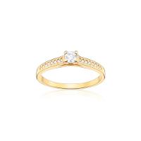 Anel Solitário com 23 Pontos de Diamantes em Ouro Amarelo 18k - 1