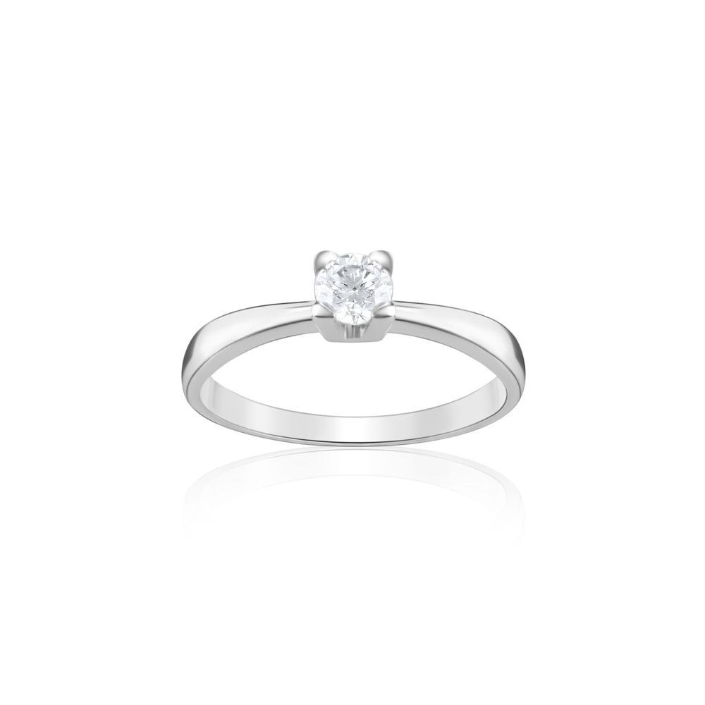 Anel Solitário com 30 Pontos de Diamantes em Ouro Branco 18k - 1