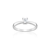 Anel Solitário com 30 Pontos de Diamantes em Ouro Branco 18k - 1