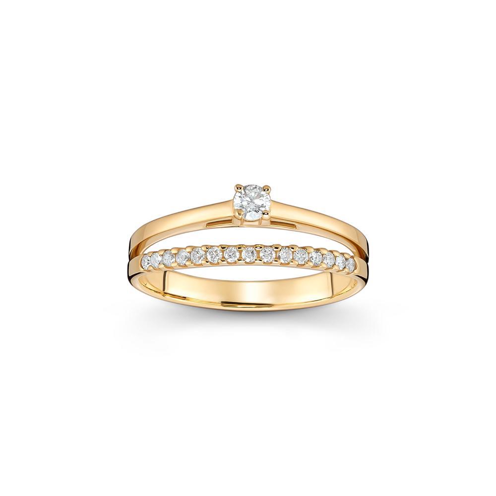 Anel Solitário com 25 Pontos de Diamantes em Ouro Amarelo 18k - 1