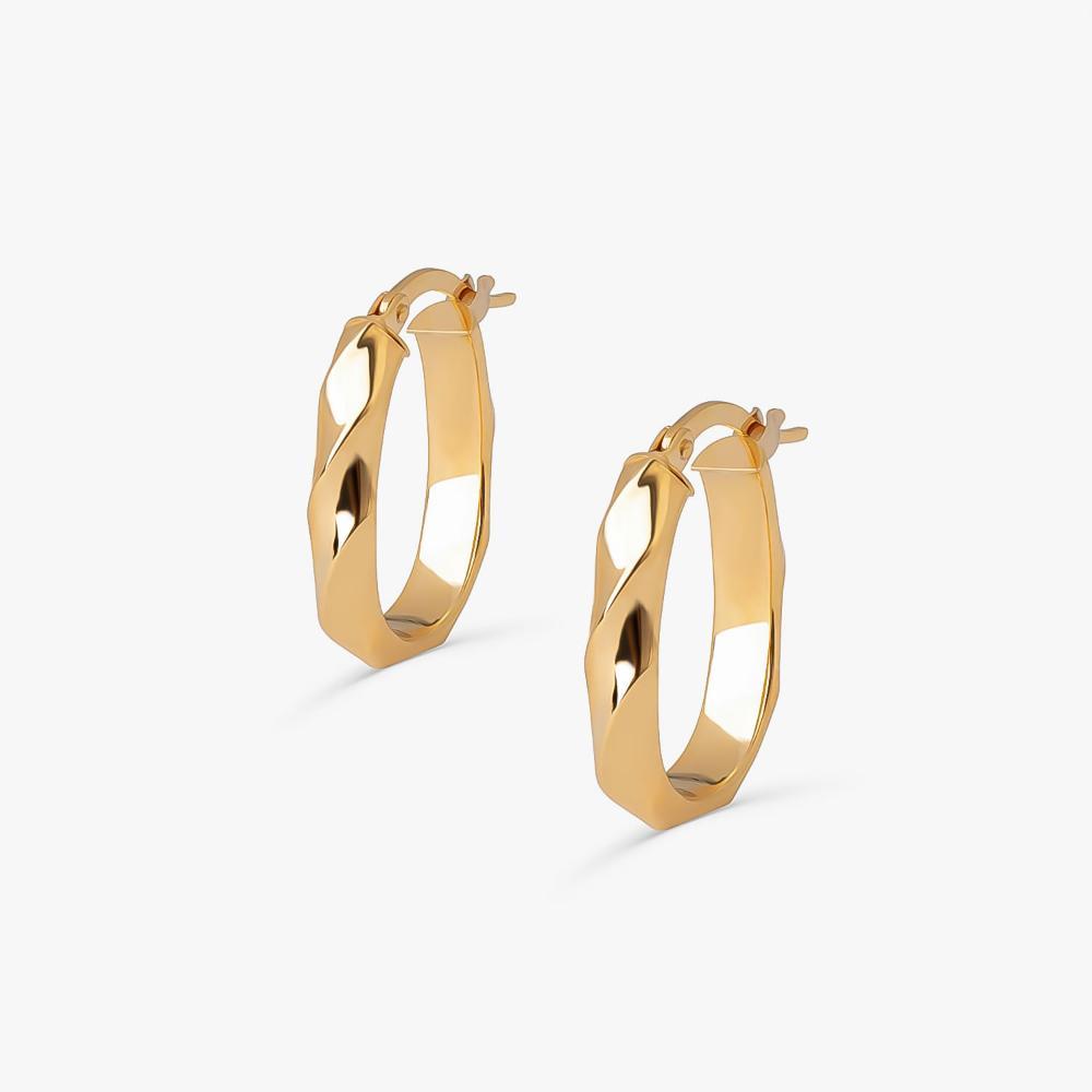 Brinco Argola Trabalhada em Ouro Amarelo 18k - 16 mm - 2