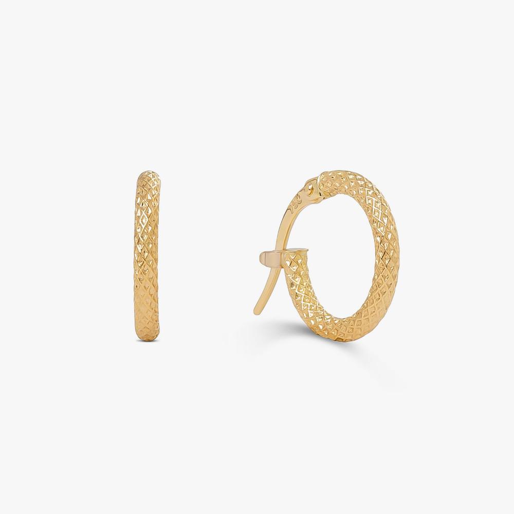 Brinco Argola Escamas Fio Redondo em Ouro Amarelo 18k - 10 mm - 1