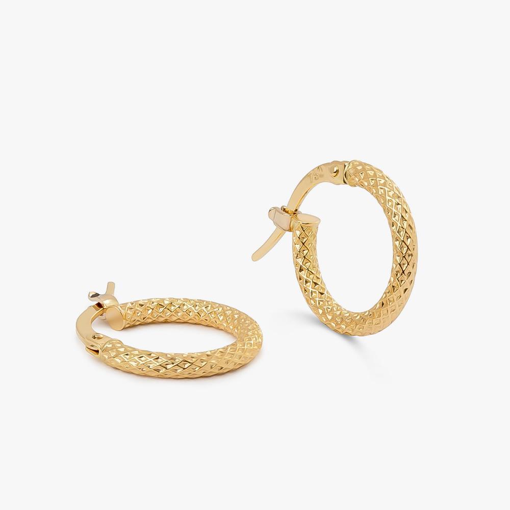 Brinco Argola Escamas Fio Redondo em Ouro Amarelo 18k - 10 mm - 3