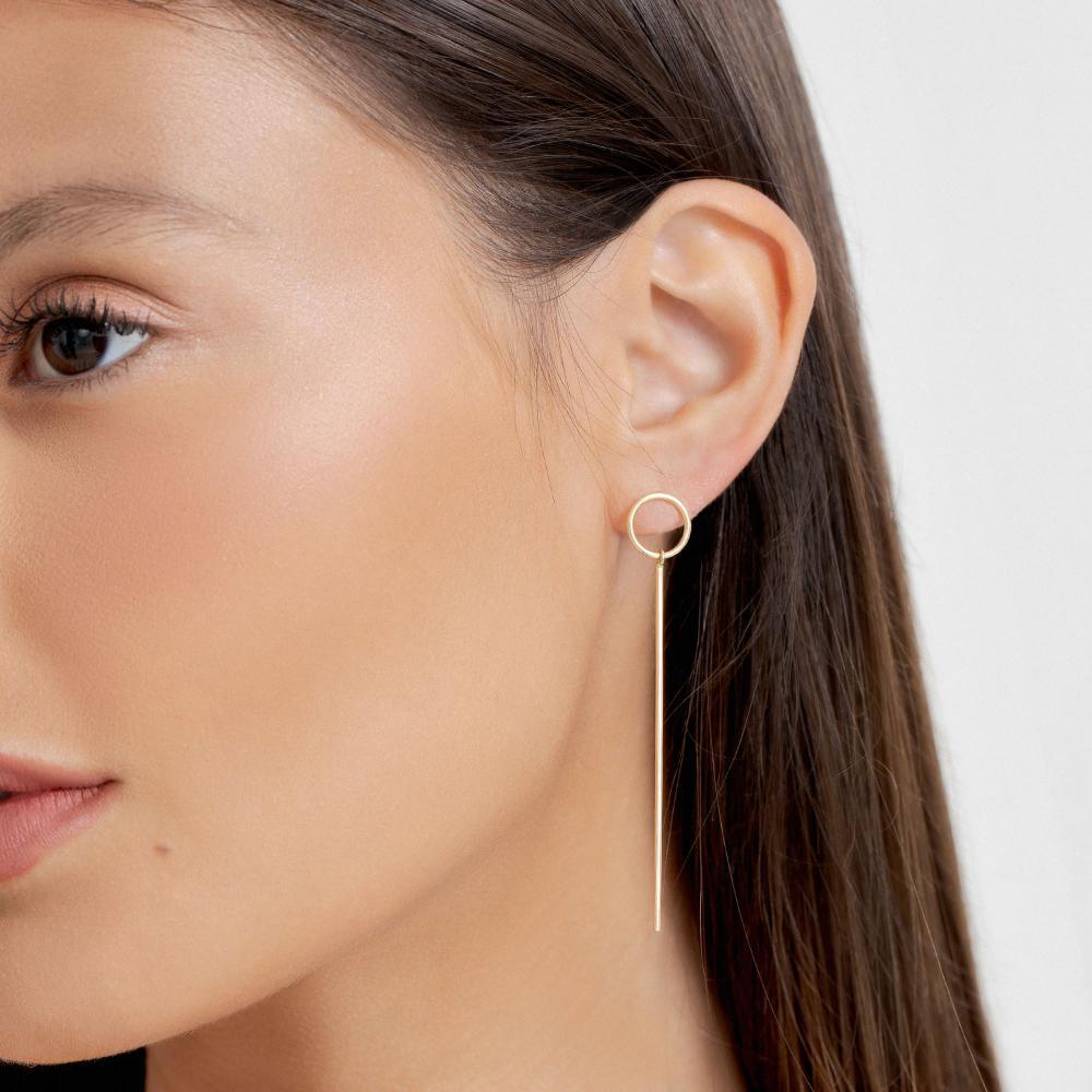 Brinco Argola Círculo com Fios de Ouro em Ouro Amarelo 18k - 61mm - 2