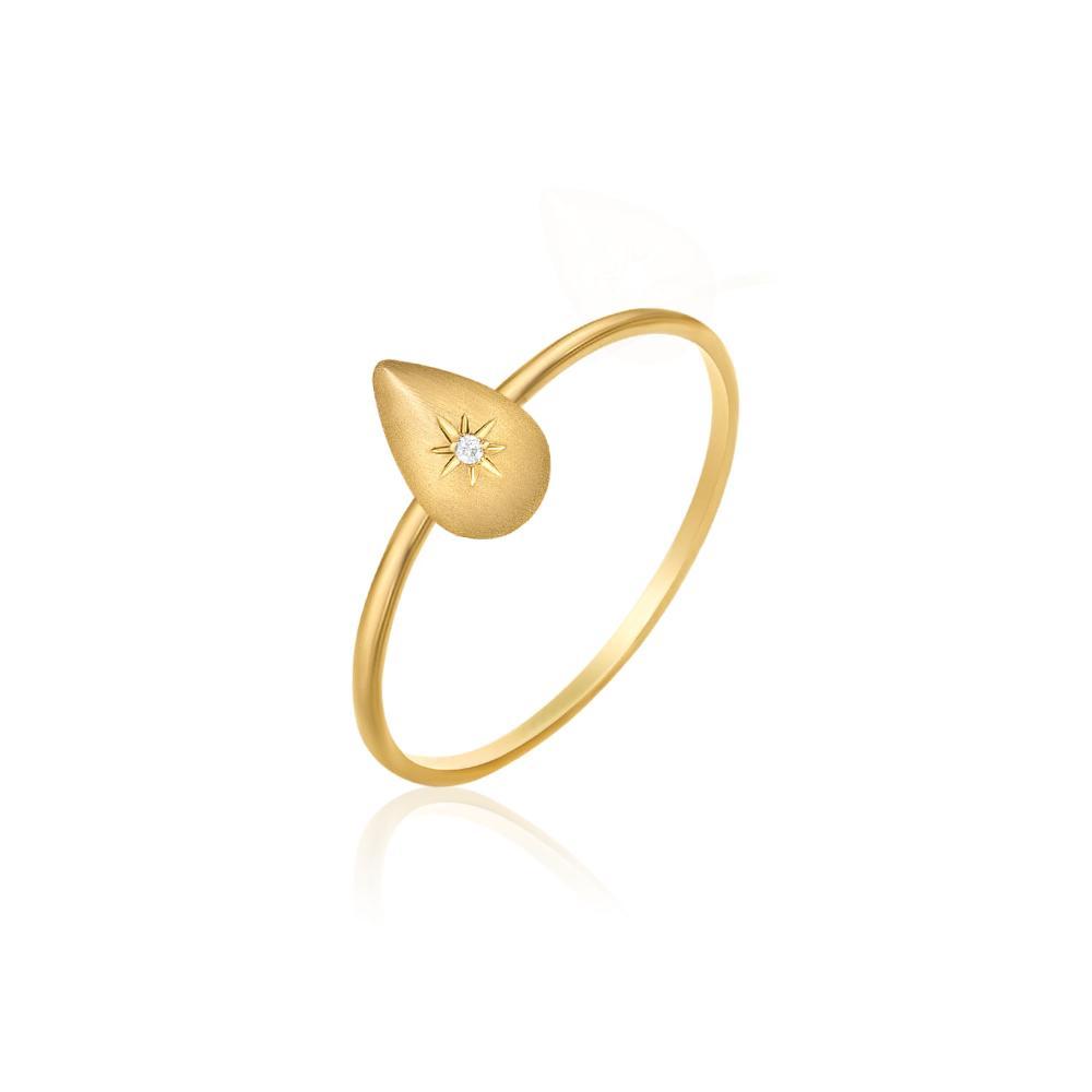 Anel Gota em Ouro Amarelo com Diamante - 1