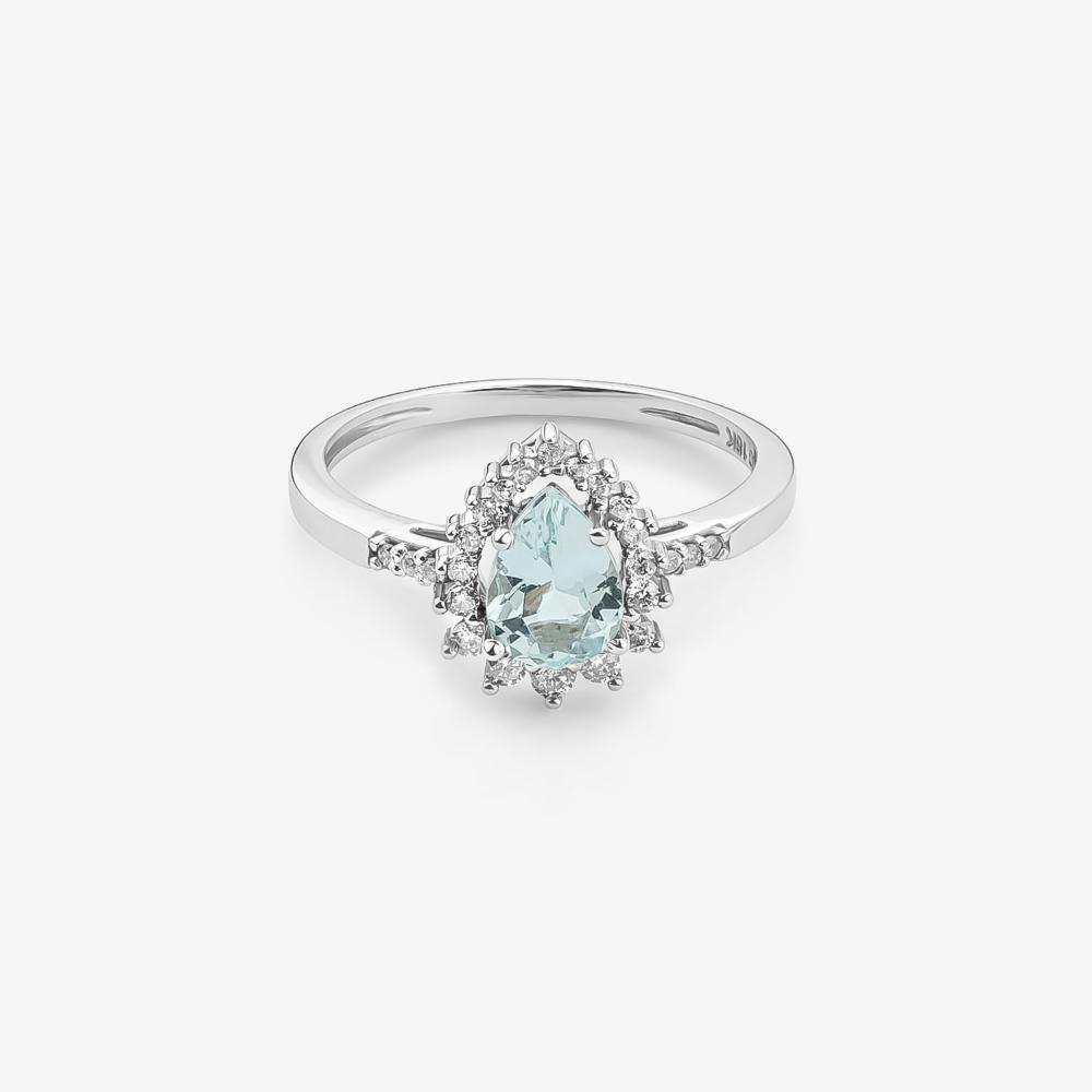 Anel em Gota com Água Marinha em Ouro Branco 18k - 7