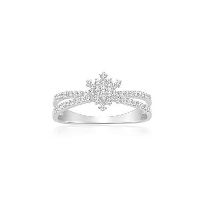 Anel Duplo com Diamantes em Ouro Branco 18k