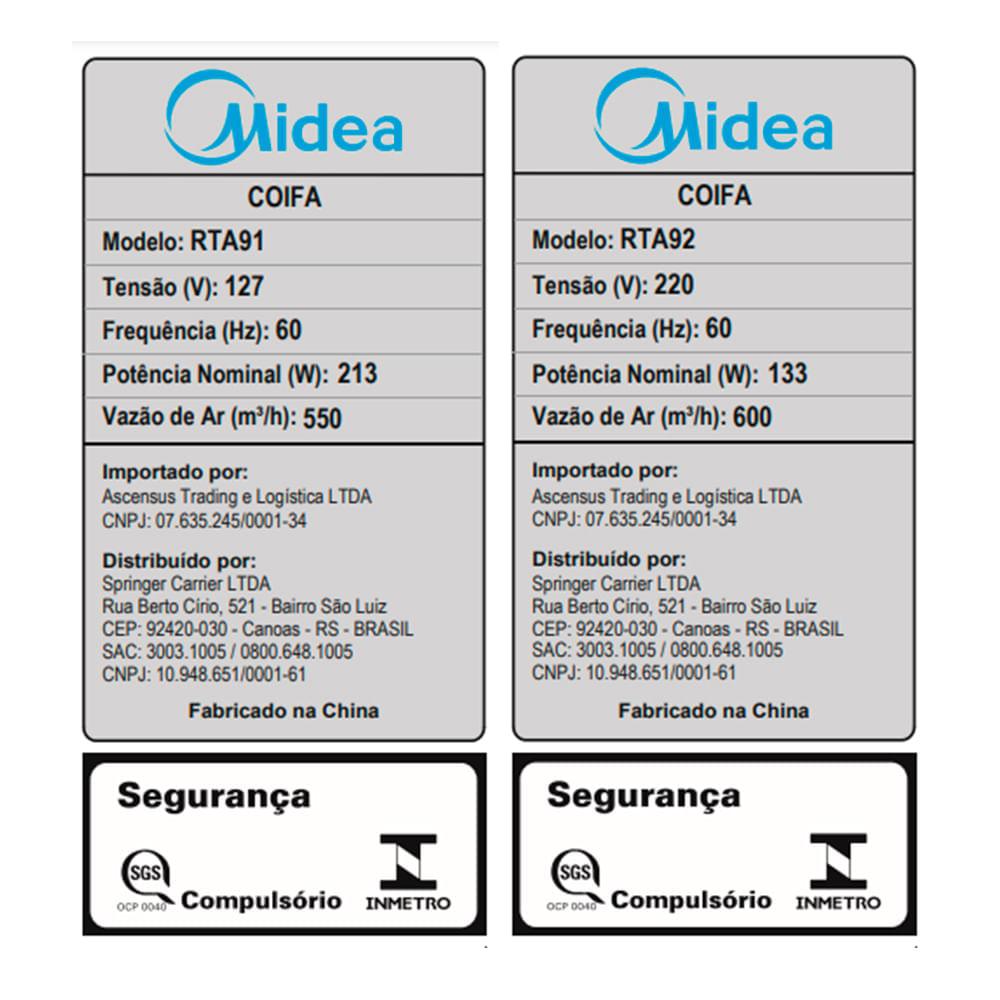 Coifa de Parede 90cm ProTouch T-Shape Midea - 8