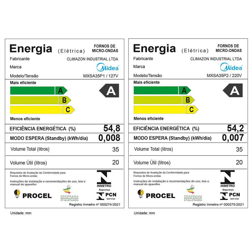Micro-ondas 35L Branco Porta Preta SmartPlate Midea - 9