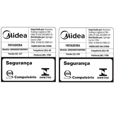 Fritadeira Air Fryer 6L Smart Chef Plus cor Preta Midea