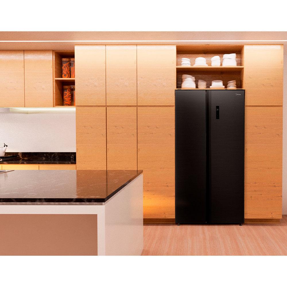 Geladeira Side by Side 511L Inverter Preta Conectada Midea - 4