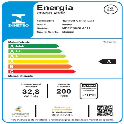 Freezer Horizontal 1 Porta Branco 200L Midea