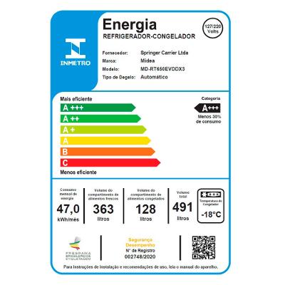Geladeira Frost Free Duplex 491L Inverter cor Preto Midea