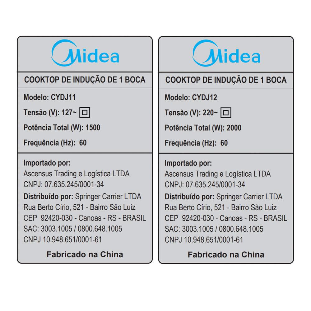 Cooktop 1 Boca Indução Portátil Even Pro Midea - 7