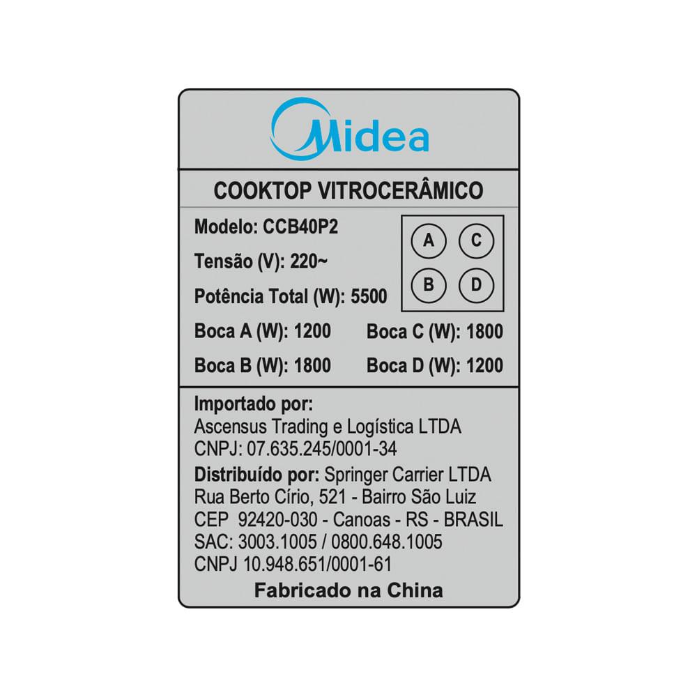 Cooktop 4 Bocas Elétrico Vitrocerâmico Midea - 7