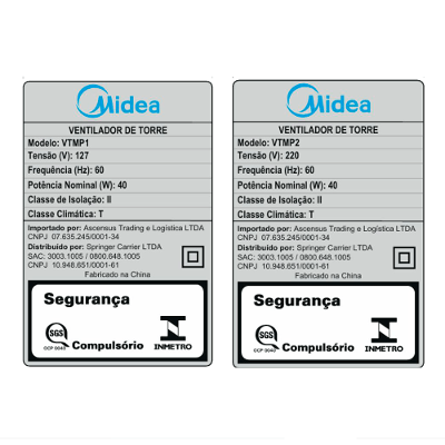 Ventilador De Torre Cor Preto Midea