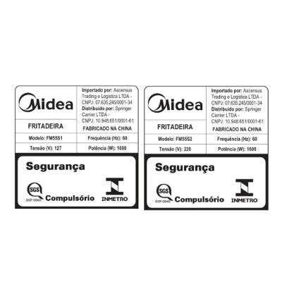 Fritadeira Air Fryer 5,5L Cyclone Preto e Inox Midea