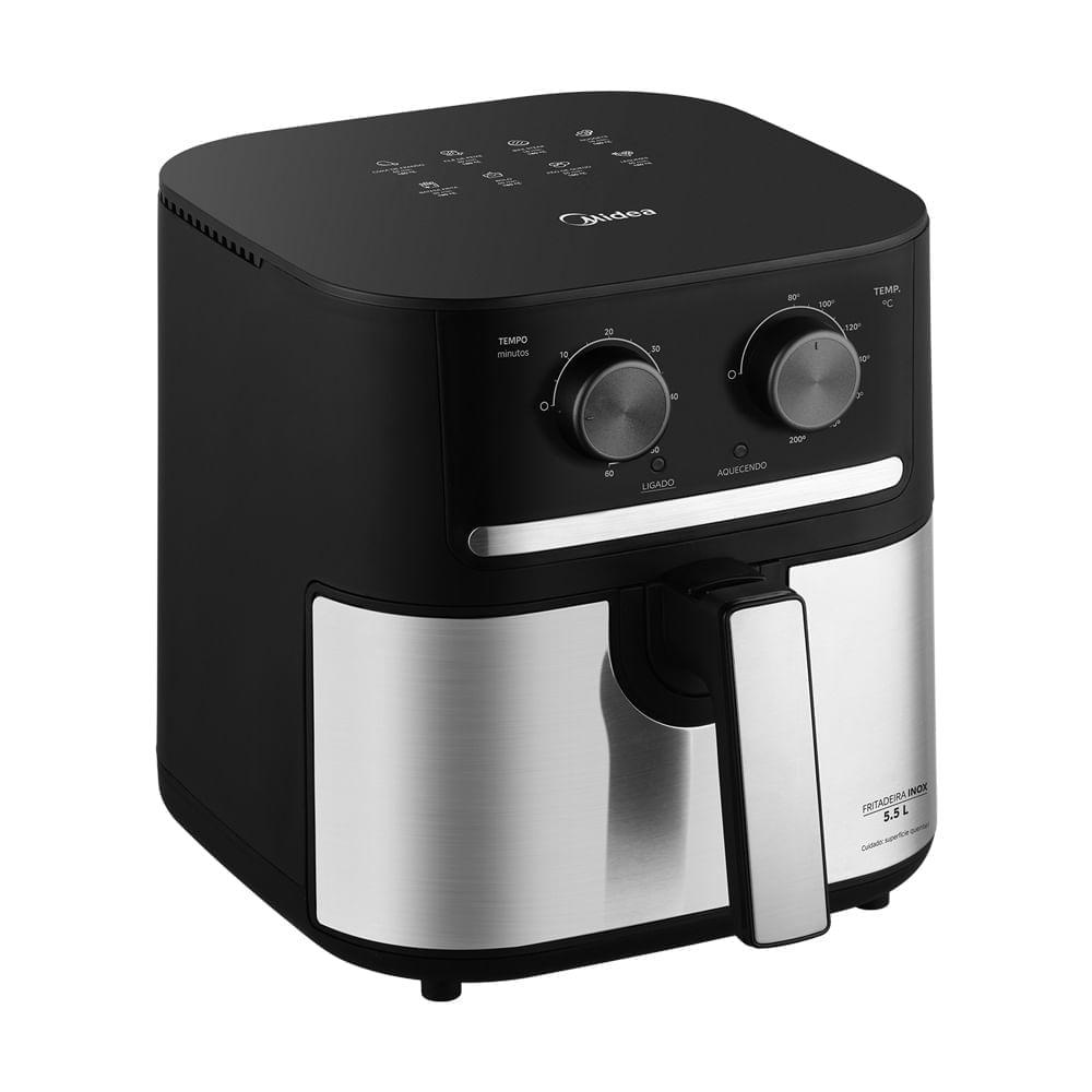Fritadeira Air Fryer 5,5L Cyclone Preto e Inox Midea - 3