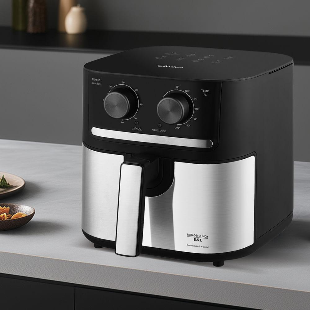 Fritadeira Air Fryer 5,5L Cyclone Preto e Inox Midea - 2