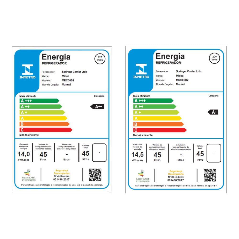 Frigobar Preto cor Inox 45L Midea - 6