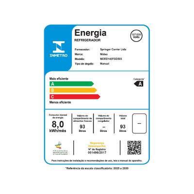 Frigobar 93L Cor inox Inverter Bivolt Midea